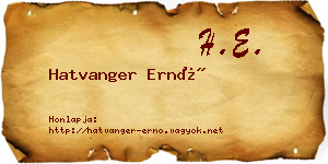 Hatvanger Ernő névjegykártya